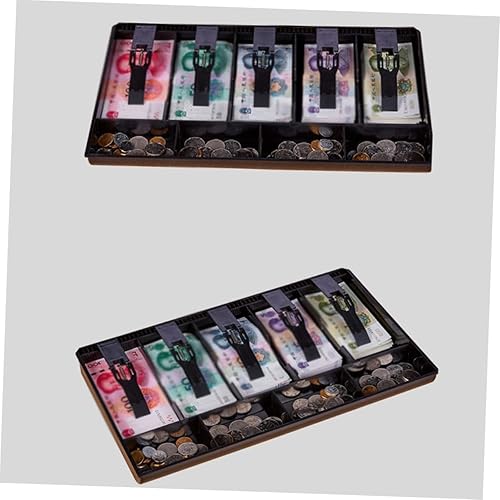Miniatura 5 de Cajas de cajero Ficial Bandeja de inserción de cajón de efectivo Bandeja de 5 rejillas Bill Box Bandeja de monedas Organizador de efectivo para