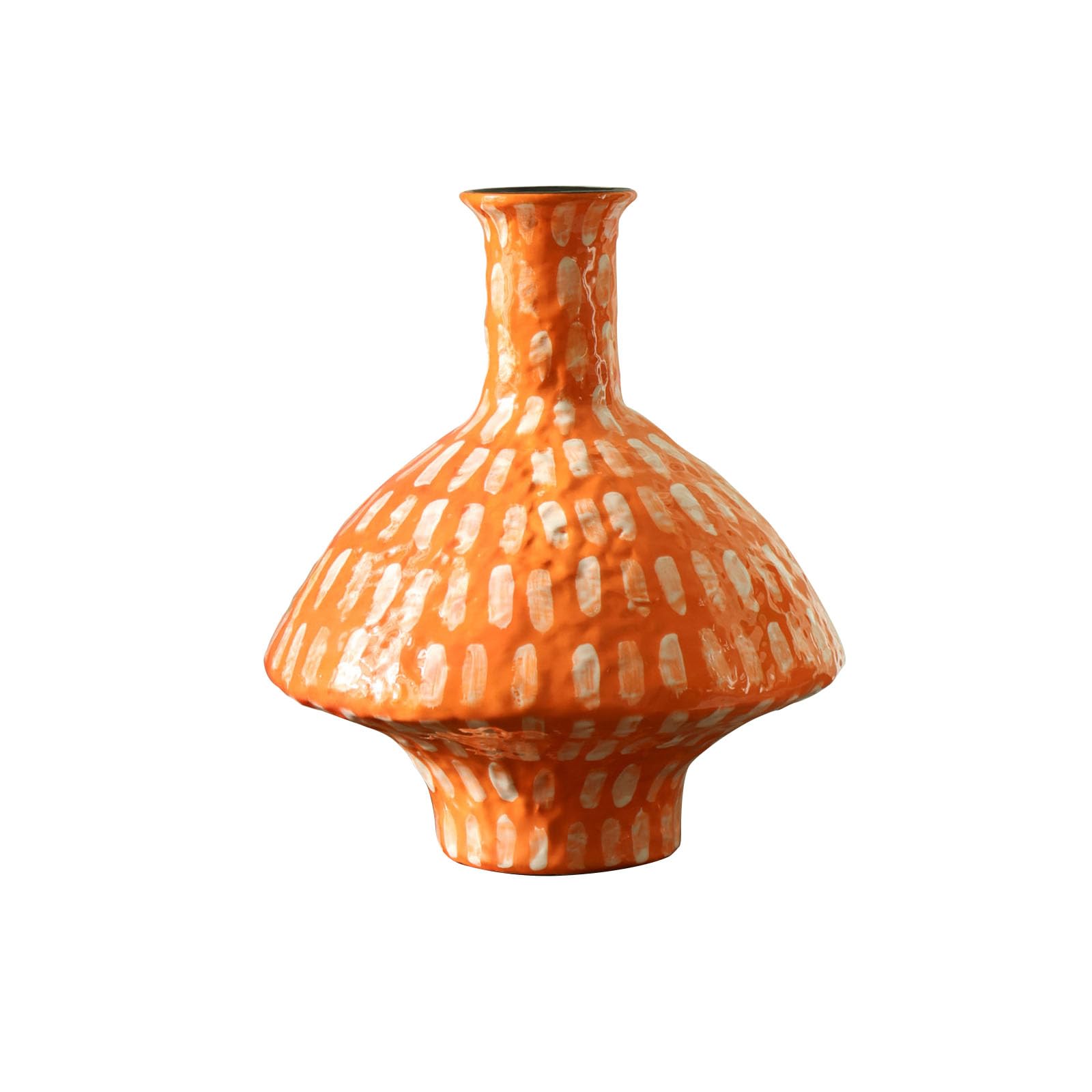 Nzzkoides Orange C Home Decorative Ceramic Vases, Fashion Art Vases With Hand-Painted Texture Patterns, Ornaments For Living Room, Bedroom, Study Room, Shelf(Size:25 * 25 * 30Cm,Color:orange C)