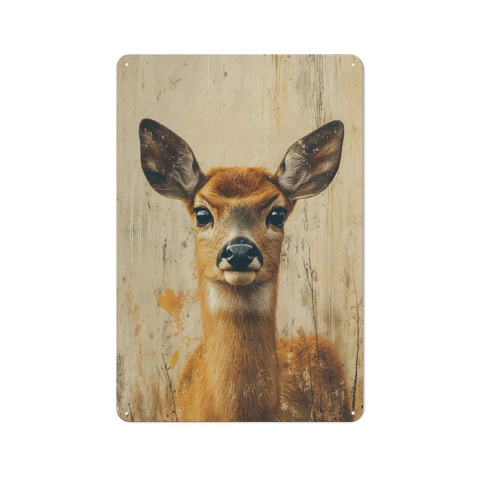 Junmoney Style-9 Portrait Of A Deer Retro Metal Wall Sign 30X20cm For Living Room Or Hallway, For Collectors Decorating Living Rooms And Hallways