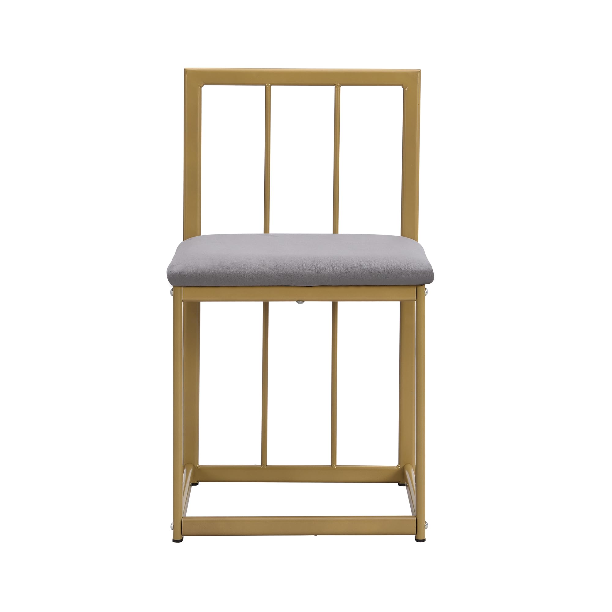 Set da pranzo da 7 pezzi, tavolo da pranzo con 6 sedie da pranzo, moderno tavolo da pranzo con tavolo ovale, set da pranzo con grigio imbottito e telaio in ferro dorato (oro)