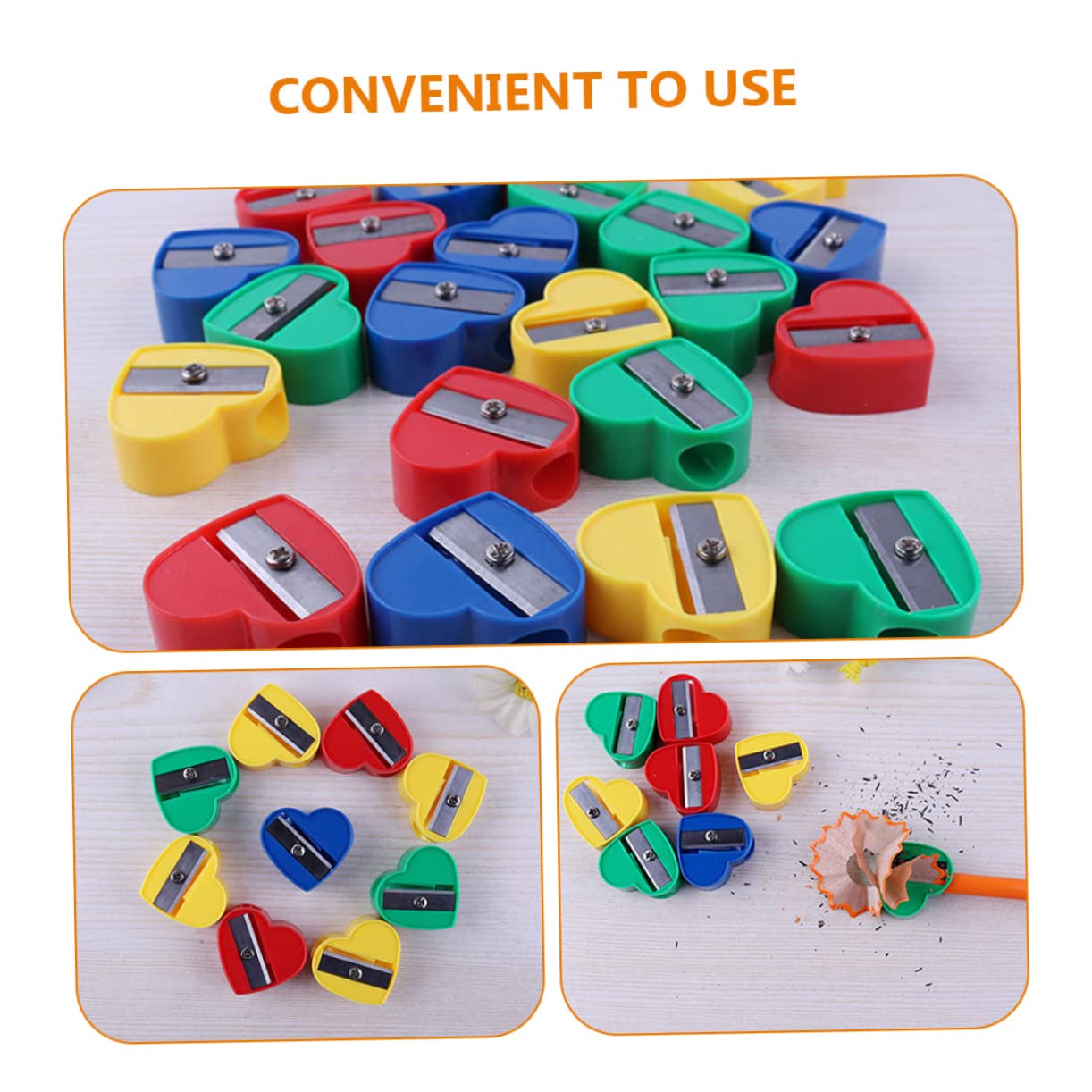 4 Set Di Temperamatite A Forma Di Cuore Per Bambini Mini Strumento Di Cancelleria Manuale Per Forniture Scolastiche Uso in Ufficio 40 Pezzi * 4