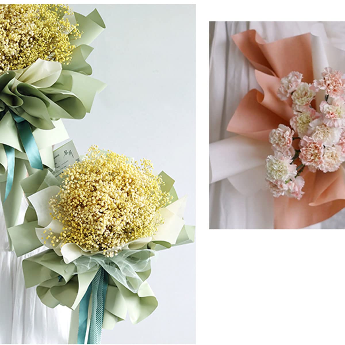 Aylmrice Blumen-Geschenkpapier – 50 Stück, Transparent Mit Blumenmuster, Für Rosen, Sträuße Und Bastelprojekte