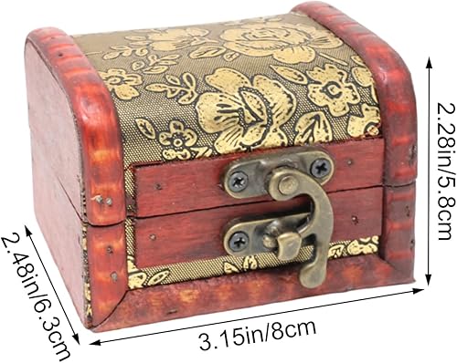 Miniatura 3 de Joyeros de estilo chino vintage, mini caja de almacenamiento de joyería de madera, estilo étnico, hecho a mano, con cerradura de metal, 2 uds