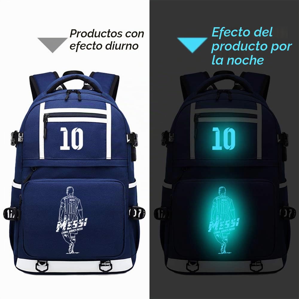 Jugador De Fútbol Estrella M-essi Multifunción Luminoso Mochila Viaje Fútbol Club Fans Portátil Mochila