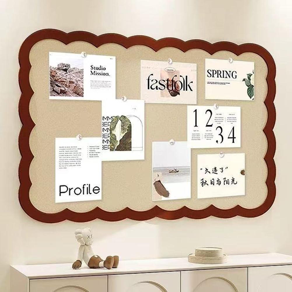 Felt Pin Board Decorative Corkboard Alternative,Foldable Felt Bulletin Board with 30 Pushpins,Self-Adhesive Vision Boards for Photo Memo DIY (Coffee,120x60cm) โ image 1