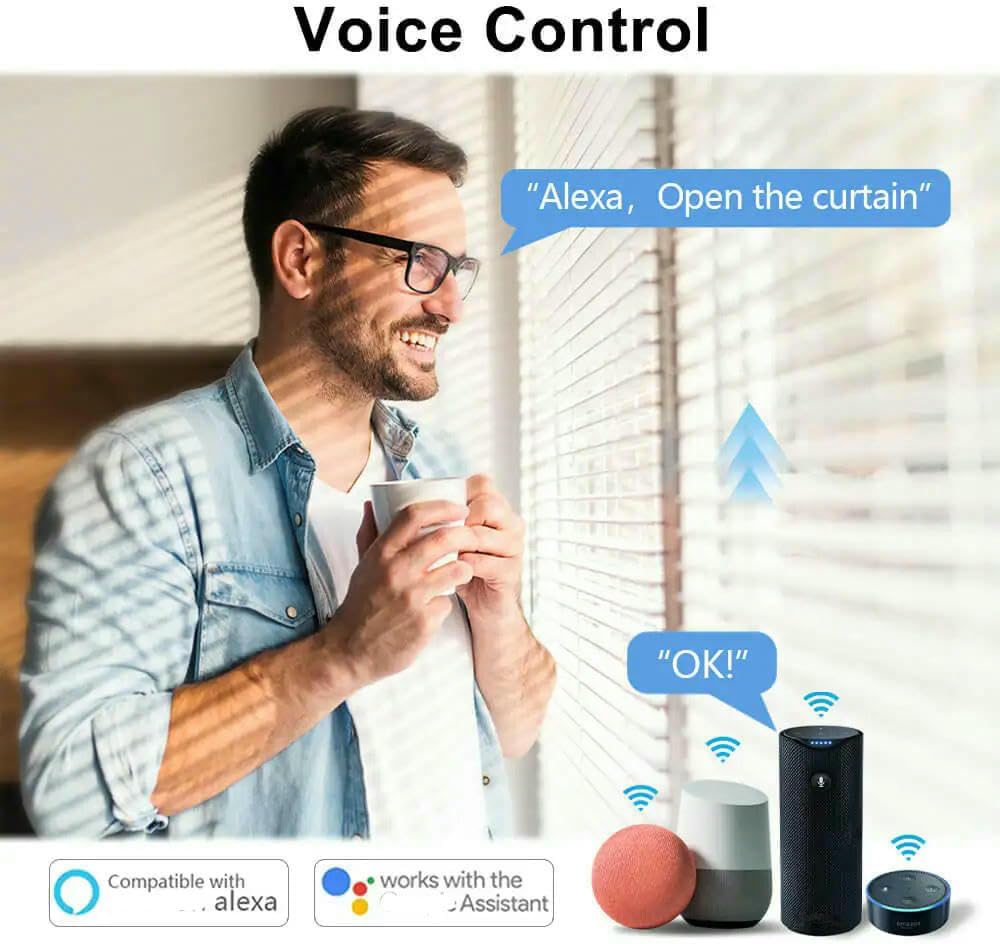 JXQXHCFS Tuya Smart Life WiFi Curtains Blinds Switch Roller Shutters Motor Switch Backlight Style Compatible with Google Home Alexa Voice Control-Style 2 White