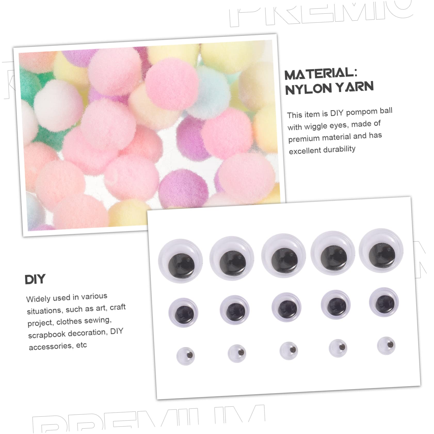 SHINEOFI 5sätze Bastelset Pompons Mit Augen Bunte Pompoms Für Kreative -projekte Sicher Für Junge Mädchen Für Dekoration Von Kleidung Taschen Hüten Und Mehr