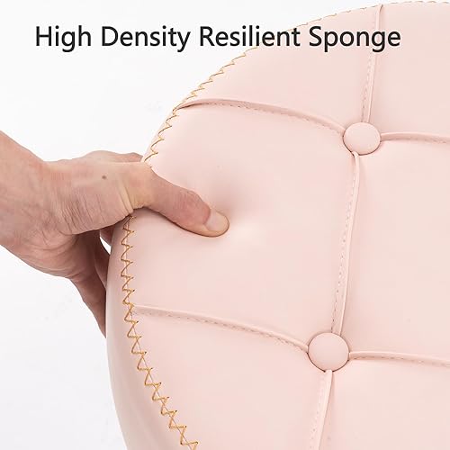 Miniatura 7 de Purgreen Modernos taburetes circulares giratorios de altura ajustable, silla giratoria de altura de mostrador de 360, cómodo asiento de piel