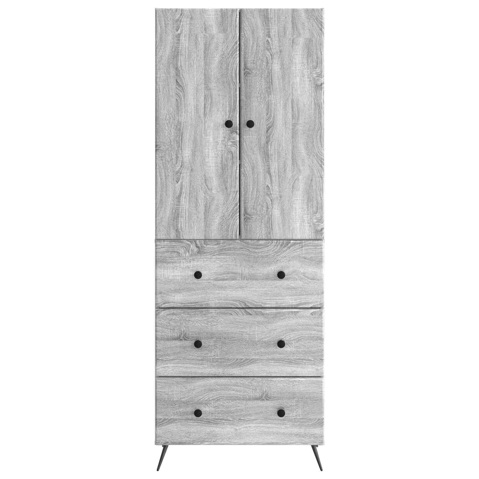 Zestaw szafek, 2 sztuki, materiał drewnopochodny, Sonoma szary, 66 x 34,5 x 90 cm, z szufladami i półkami, uniwersalna szafka do przechowywania do biura, gospodarstwa domowego, piwnicy