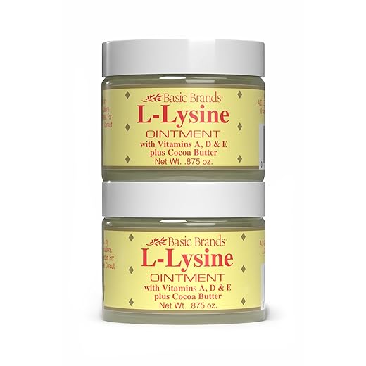 Basic Brands - L-Lysine Ointment - 0.875 oz - Lysine Cold Sore Treatment and Blister Relief - Soothes Chapped Lips and Dry Skin – 2-Pack