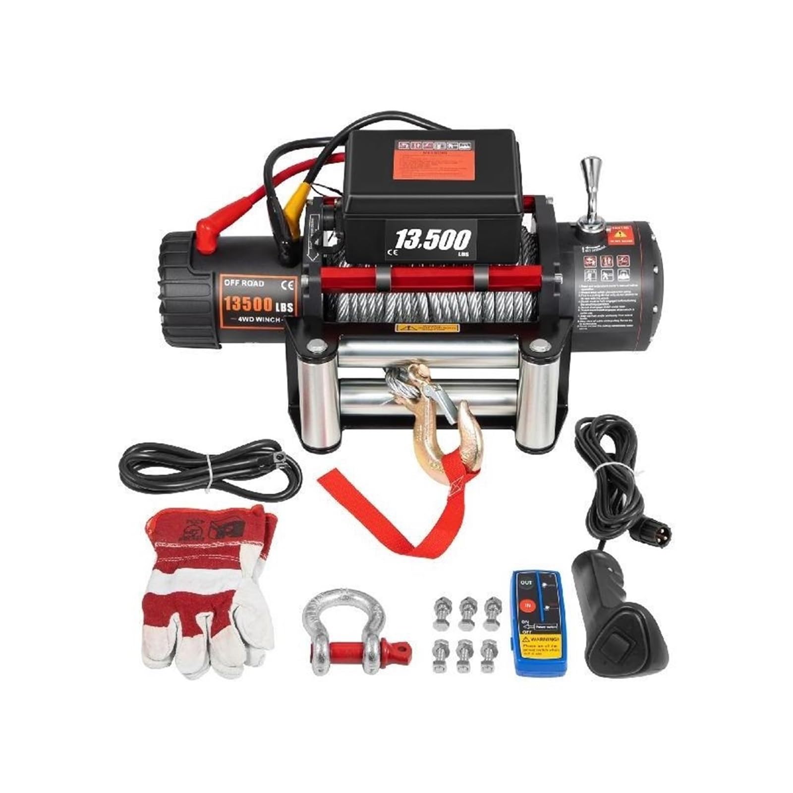 Wciągarka elektryczna 13500LBS i 12V 92ft liny stalowe pasek holowniczy do przyczepy samochodowej 4X4 ATV ciężarówka terenowa ze sterowaniem bezprzewodowym
