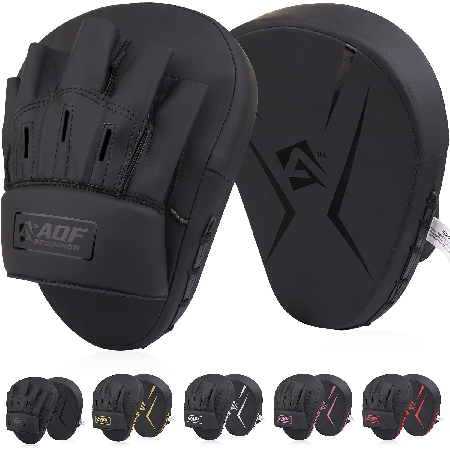 AQF Boxing Pads for Training - Punching Pads Muay Thai Rex Leather Curved Boxing Mitts for MMA, Kickboxing, Karate, Sparring & Martial Arts Pads