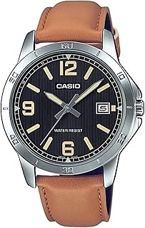 ساعة كاسيو MTP-V004L-1B2UDF جلد اسود مخطط اطار تاكيميتر دائري انالوج للرجال - جملي