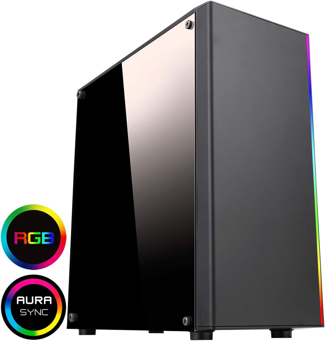 CiT 1002 ARGB PC Gaming Case, Mid-Tower, ATX, ARGB LED Strip, Aura Sync, Room for Four Fans, Water Cooling Ready, Build a Great Looking PC Case | Black