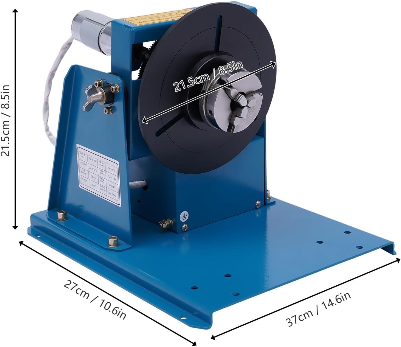 Rotary Welding Positioner Turntable Table,7" Turntable Table 3 Jaw Lathe Chuck 2-20rpm, 0-90° Welding Turntable Table High Positioning Accuracy