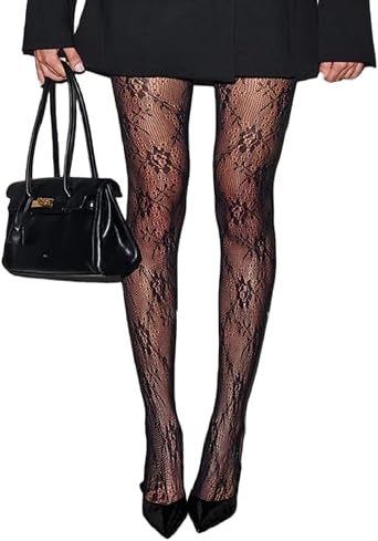 Women Lace Patterned Tights Fishnet Sheer Pantyhose Leggings Cute Stockings