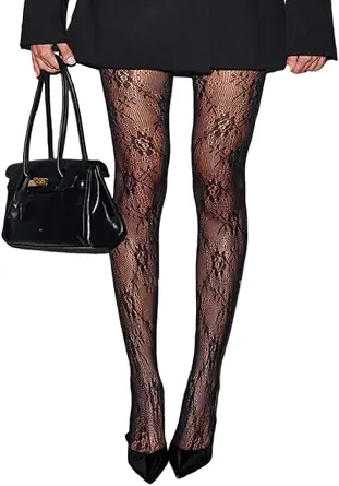 Women Lace Patterned Tights Fishnet Sheer Pantyhose Leggings