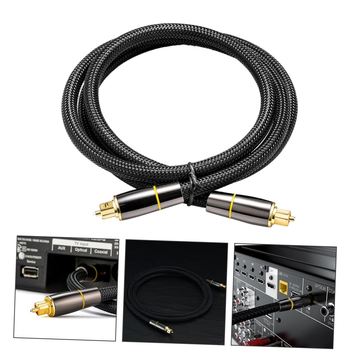Cavo Audio Ottico Digitale 20 Metri in Fibra Ottica Nero | Cavo Male To Male, Guaina Protettiva, Corpo Flessibile, Confezione da 1 Pezzo