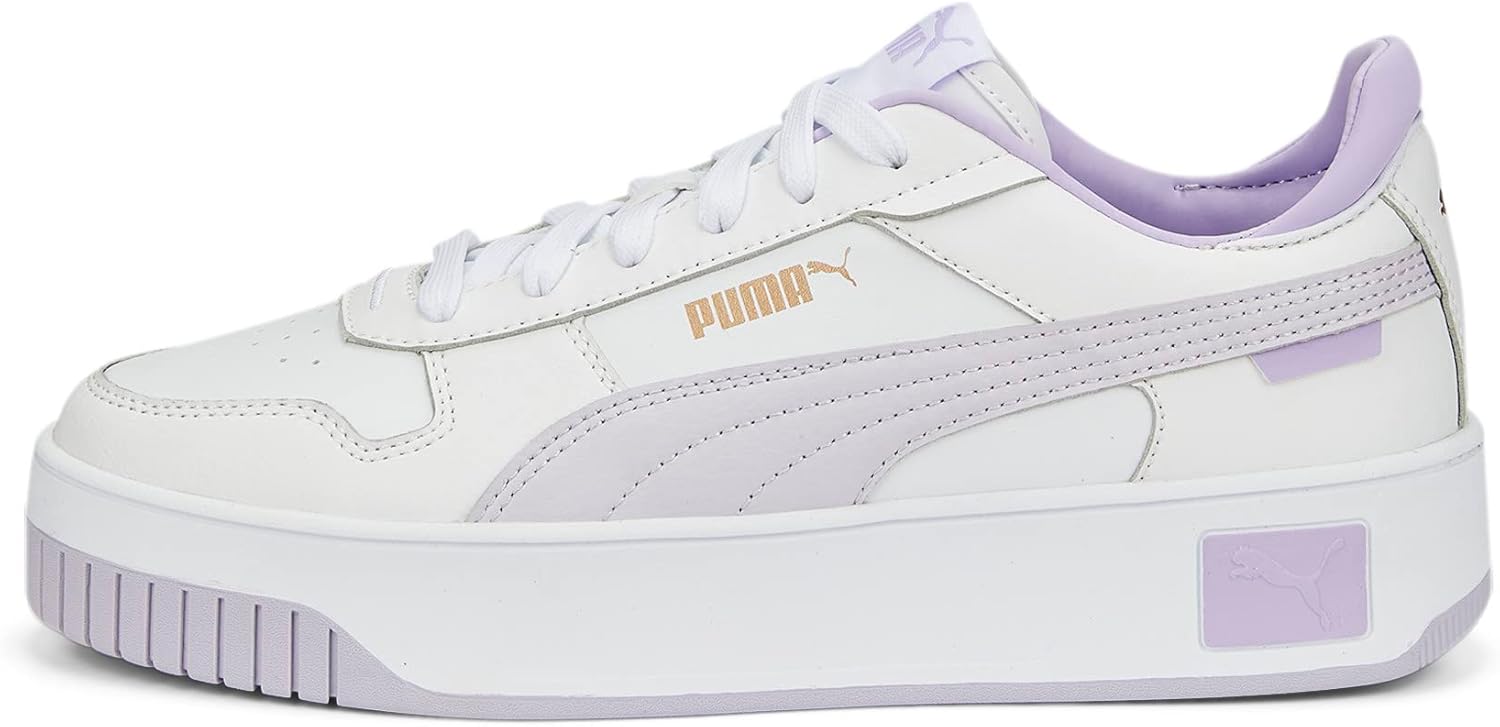 PUMA Women's Carina1 Sneaker 8 Street White-spring Lavender-gold