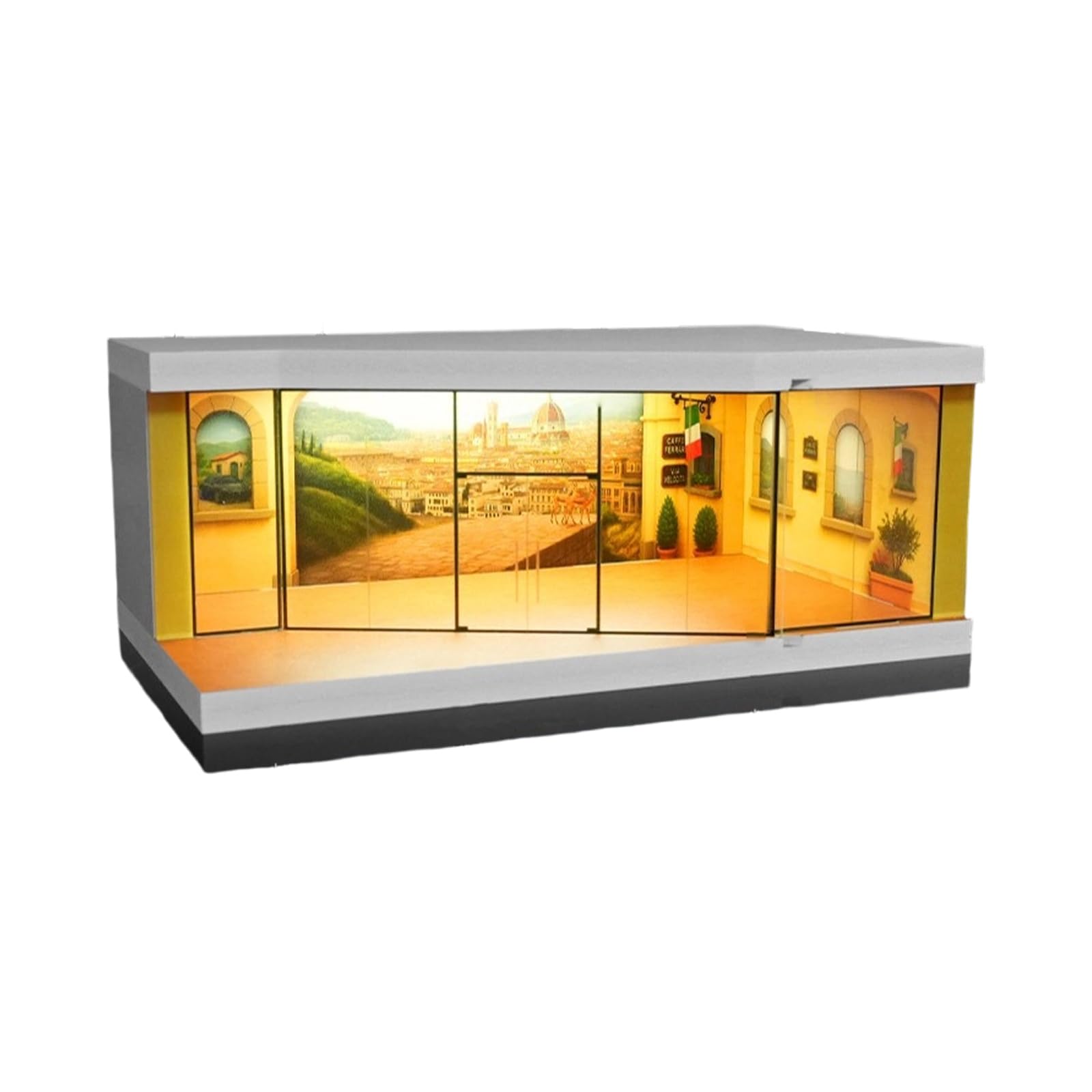 hogtnd Versatile Model Display Box 1:64 Scale Equipped with Integrated Lighting for or Office Display Cabinets, Modular Design, Dustproof Construction, Plastic Materials
