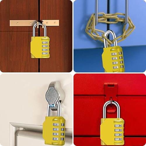 Miniatura 7 de Diyife Cerradura de combinación de 4 dígitos, 2 unidades Candado resistente a la intemperie para exteriores, cerraduras reiniciables de acero