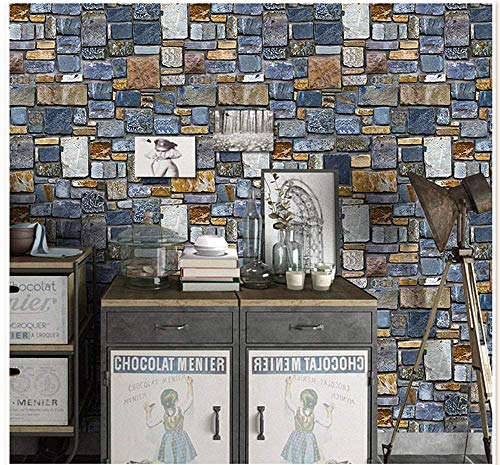 Image of Impression Modern Brick Stone Home Wallpaper, 3D Pattern Self Adhesive Peel and Stick Waterproof HD Wallpaper (PVC Vinyl Stickers, 500 x 45 cm, Multicolour)