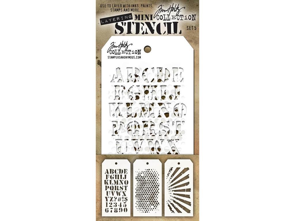 Stampers Anonymous Multicoloured Tim Holtz Mini Layered Stencil Set #5,,8.61X21x0.2 Cm
