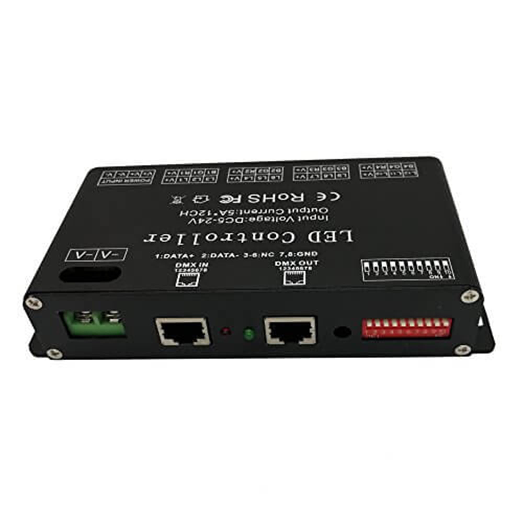 12 Kanal DMX Decoder,DMX512 Decoder RGB LED Controller 60A PWM DMX512 Dimmertreiber für RGB LED Streifen,RGB LED Strips und LED Modullicht DC12V-24V