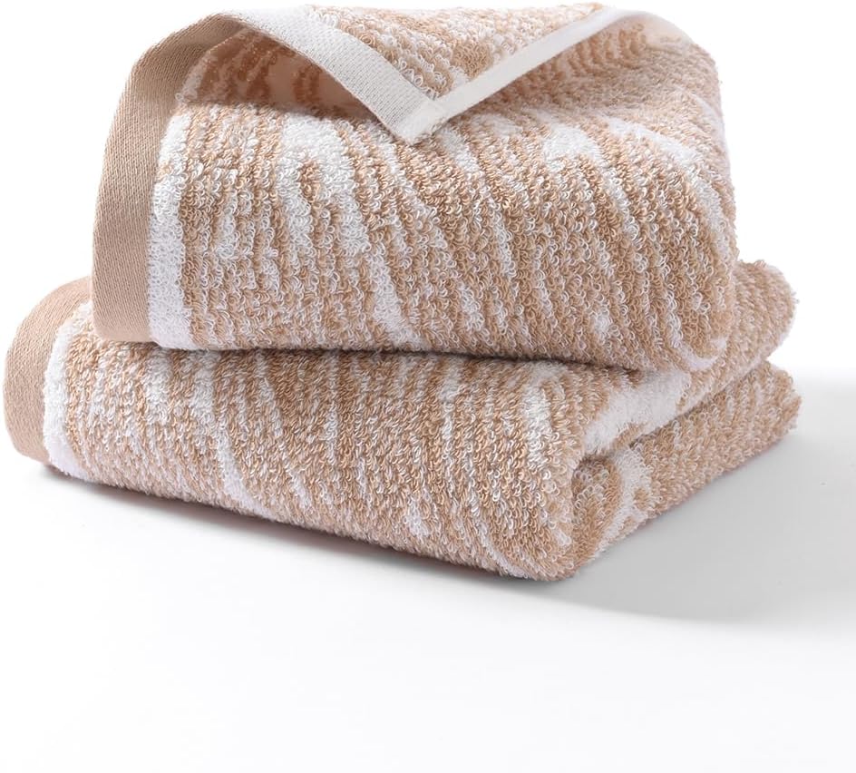 YiLUOMO Khaki Zebra-Stripe Pattern Hand Towel Set of 2 Soft and Absorbent Cotton Bathroom Hand Towel for Bathroom Home Fall Decorative 13 x 29 Inch - Image 8