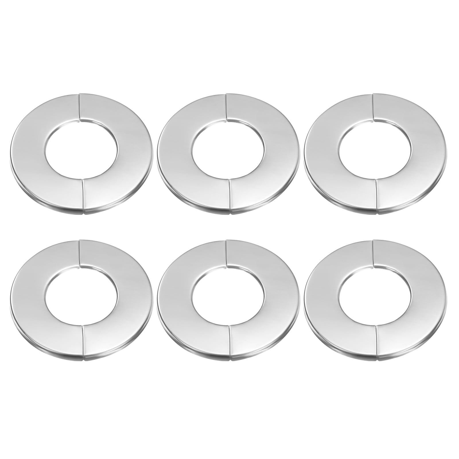 QUARKZMAN 6Pcs Fascia Divisa A Parete 1.34" (34mm) Acciaio Inox Rotonda Autoadesiva Fascia Divisibile Per Tubo Clip-on Collare Per Copertura Per Pavimento Soffitto Bagno Cucina Toilette