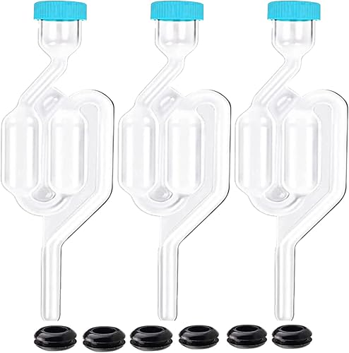 Candados de aire para fermentación, paquete de 3 esclusas de aire con 10 ojales, doble burbuja para tarro Carboy Bung Mason perforado con agujero de