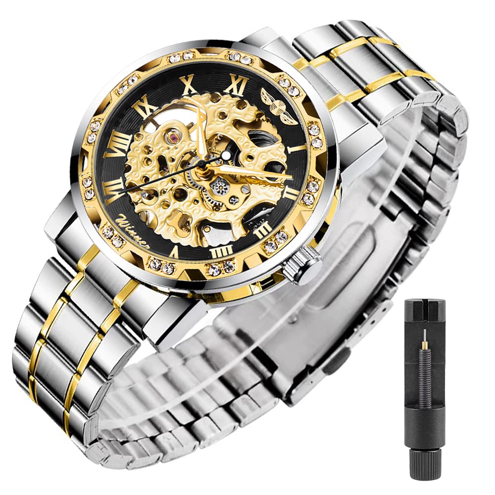 Transparent Fashion Diamond Luminous Gear Movement Royal Design Men Top Brand Luxury Male Mechanical Skeleton Wrist Watch