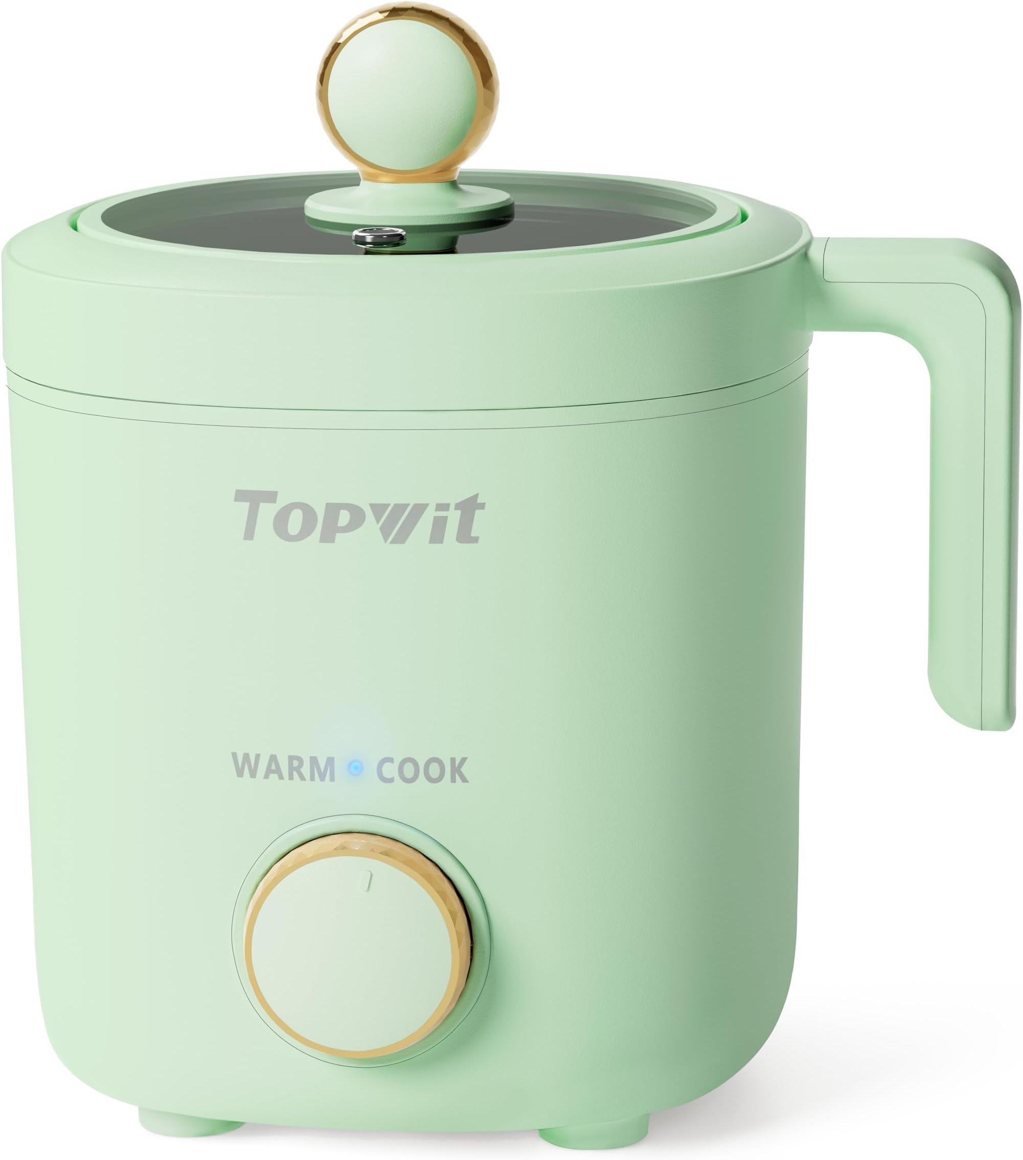 TOPWIT Rice Cooker Small, 2-Cups Uncooked, 1.2L Mini Rice Cooker with Non-stick Coating, BPA Free, Portable Rice Maker with One Touch & Keep Warm Function, Green