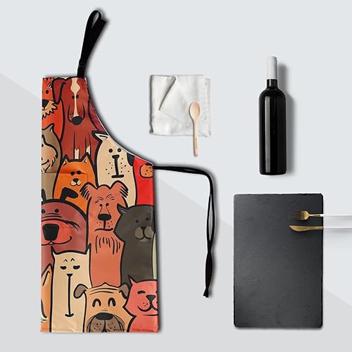 Miniatura 8 de Giwawa Delantal unisex resistente de 33 x 28 pulgadas con 2 bolsillos, delantales de cocina adecuados para barbacoa, parrilla, dibujo, corte de pelo