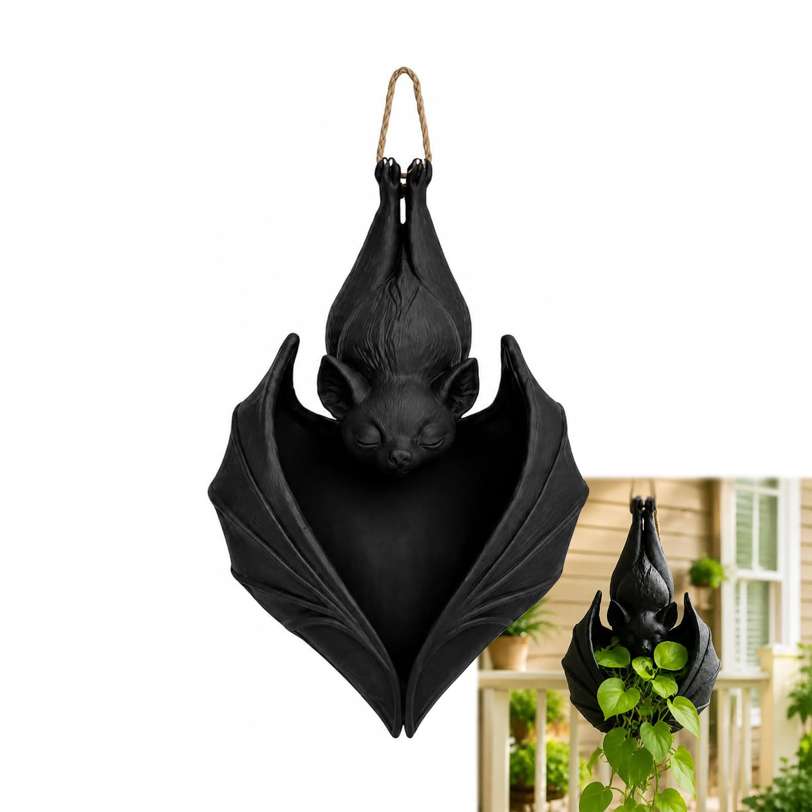 Hanging Bat Plant Pot, 3D Printed Upside Down Bat Hanging Planter (1pcs)