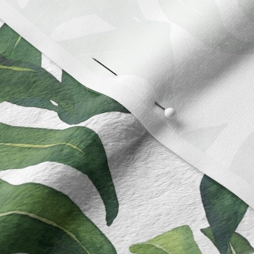 Spoonflower Fabric - Watercolor Monstera Leaves Tropical Print Beach Modern Printed on Minky Fabric by The Yard - Sewing Baby Blankets Quilt Backing Plush
