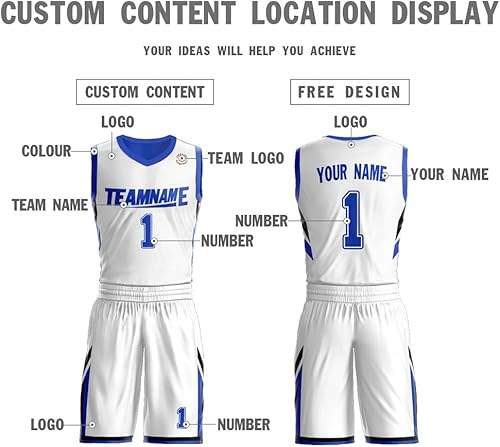 Miniatura 2 de Camiseta de baloncesto reversible personalizada para hombres y jóvenes, uniforme impreso, número de nombre, ropa deportiva, blanco y azul-15, talla