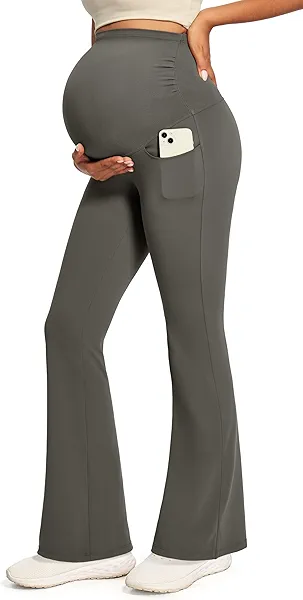IUGA Soft Maternity Pants for Women Yoga Maternity Leggings with Pockets Dressy Maternity Clothes Over The Belly