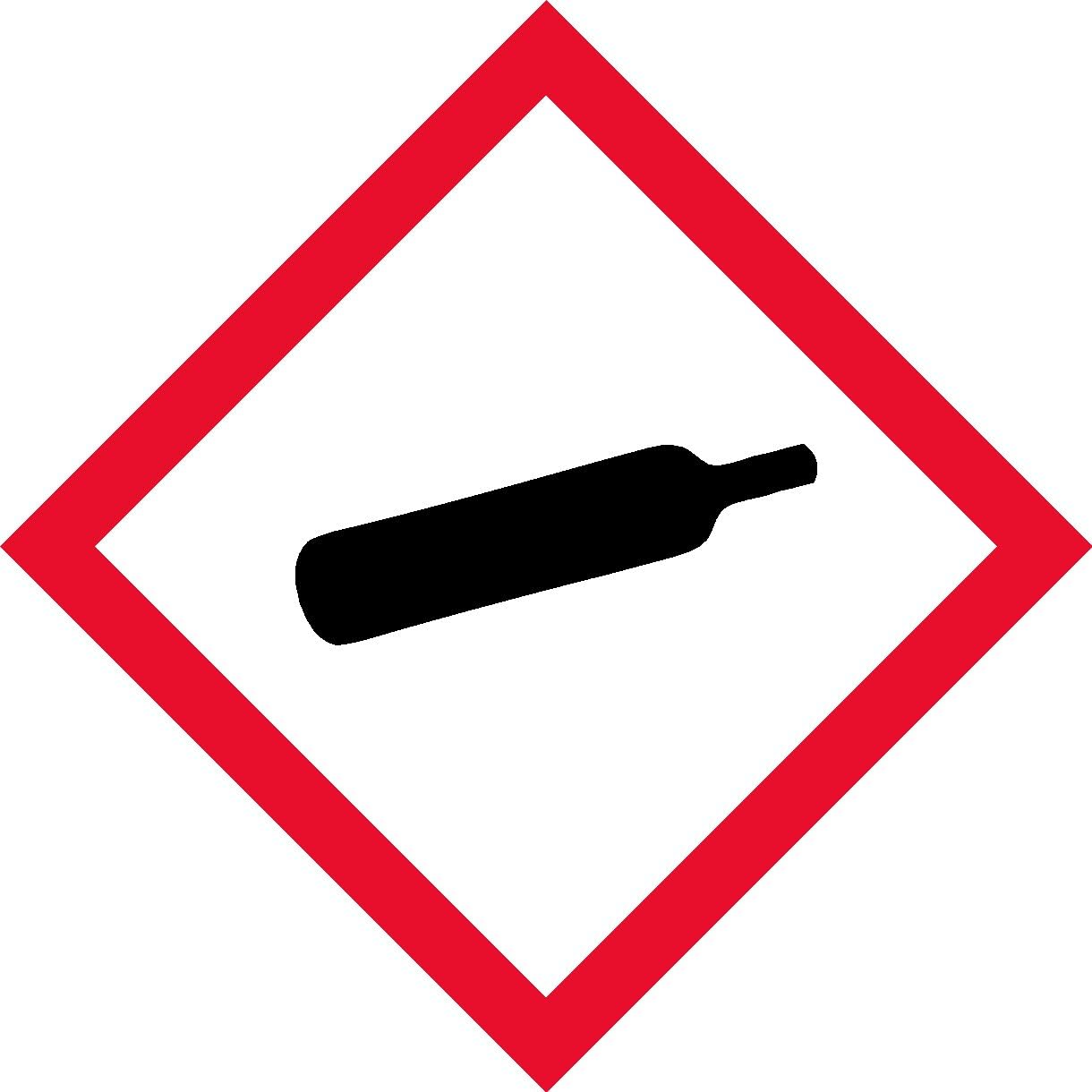 OSHA Compliant, GHS Gas Cylinder, Pictogram, Red Border, Black Symbol, Picto, White Base, Laminated, Safety Decal Label Vinyl Sticker, (4" x 4" (5 per))
