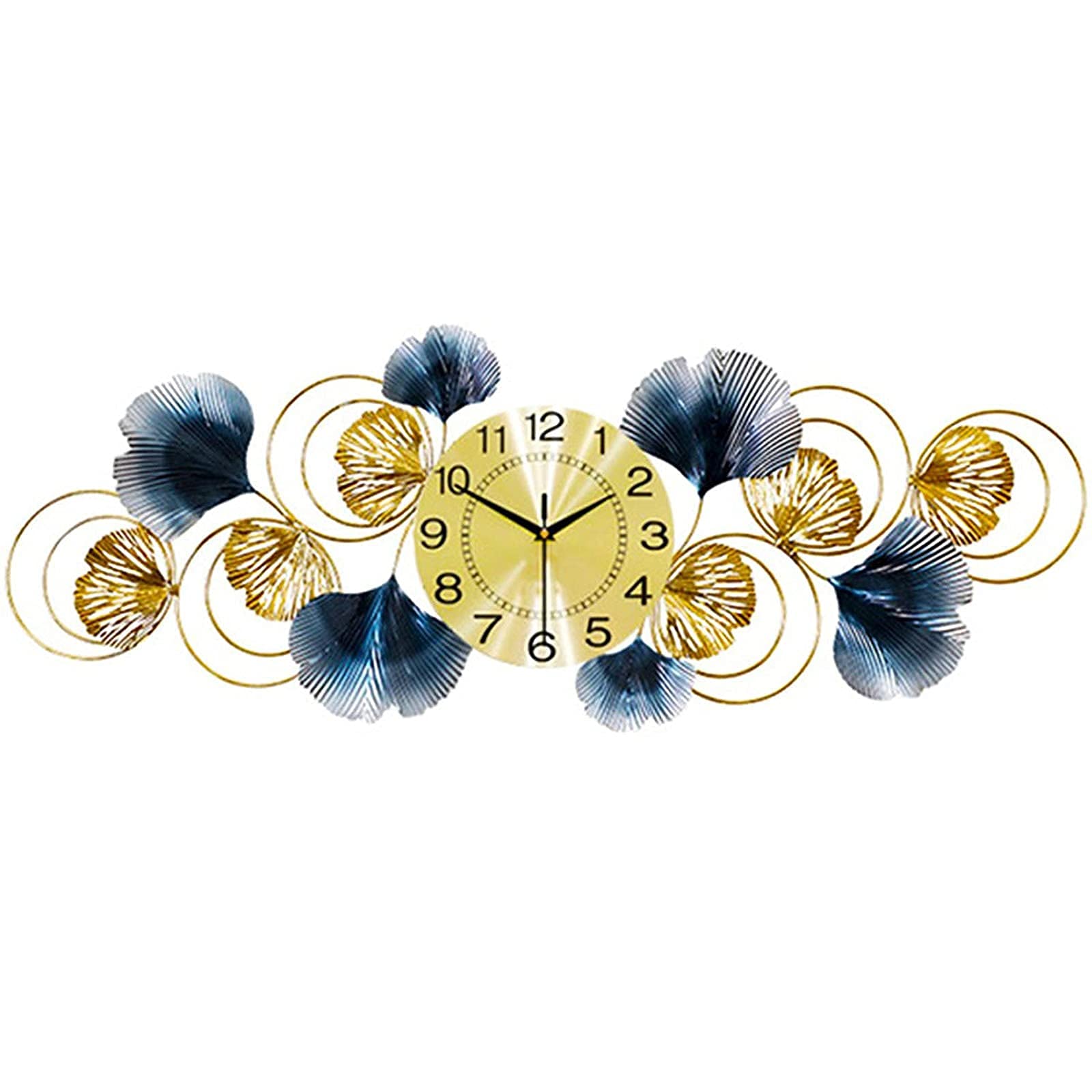 SaryEdge Wall Clocks Metal Wall Clock Coarse Gross Art 3D Ginkgo Leaf Wall Clock for Living Room Bedroom Home Decoration Digital Creative Gifts,A,A,A