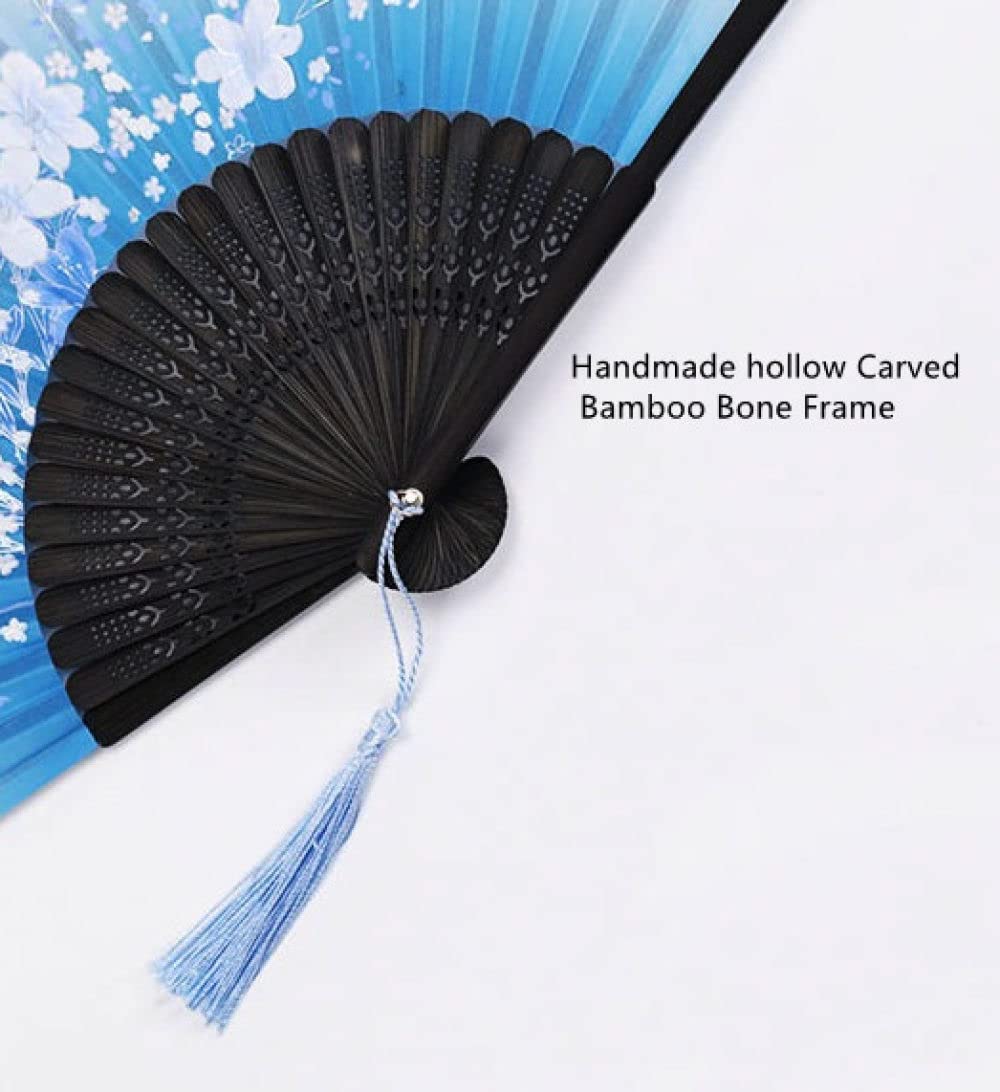 Abanico Plegable,Abanico Plegable De Mano Para Damas Estilo Chino Clásico Negro Rojo Cambio De Color Tela De Seda Abanicos De Mano Abanicos De Bambú Hueco Tallado Fino Para Fiesta De Verano Baile De
