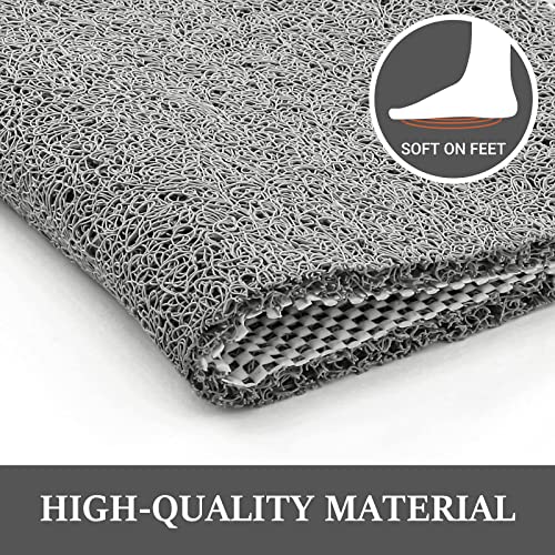 LuxStep Shower Mat Bathtub Mat,24x16 inch, Non-Slip Bath Mat with Drain, Quick Drying PVC Loofah Bathmat for Tub,Shower,Bathroom (Phthalate Free,Grey) - Thumbnail 5