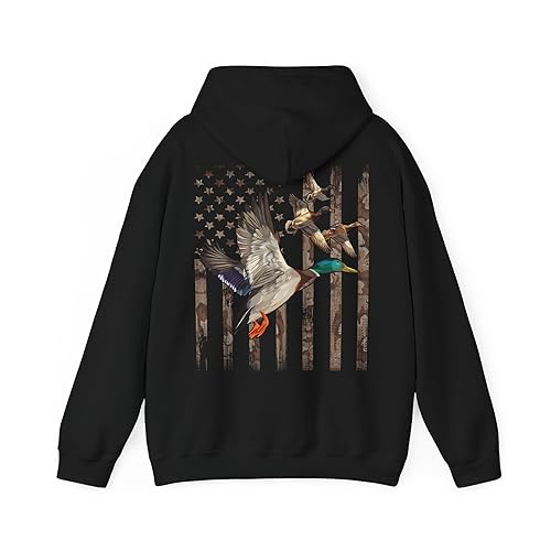 Duck Hunting Hoodie, Duck Hunter American Flag Waterfowl Hunting Camouflage