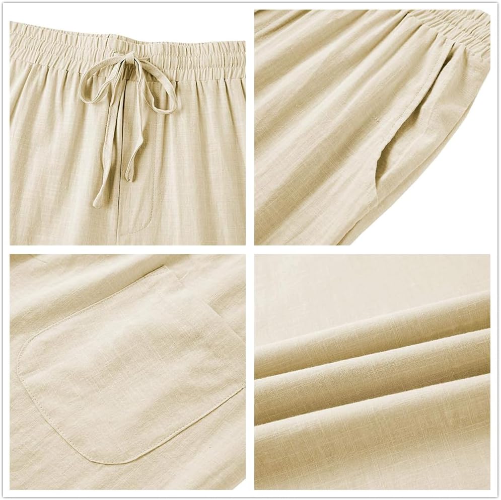 Karlywindow Mens Linen Pants Casual Loose Lightweight Drawstring Elastic Waist Summer Yoga Beach Trousers - Image 5