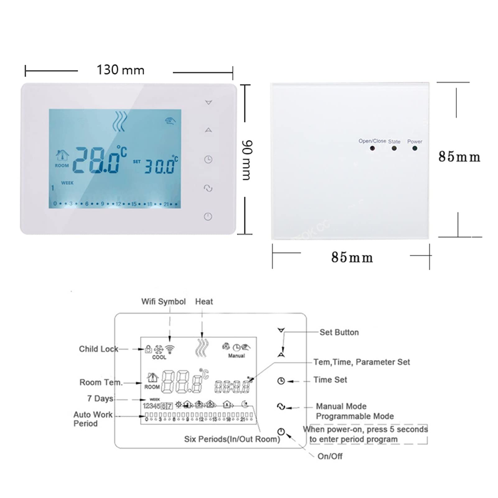 Cyfrowy higrometr termometr wewnętrzny Rf. Bezprzewodowy regulator termostatu ogrzewania kotła do Google Home Alexa Smart Wireless Controller Z wyświetlaczem LCD(BOT-X306)
