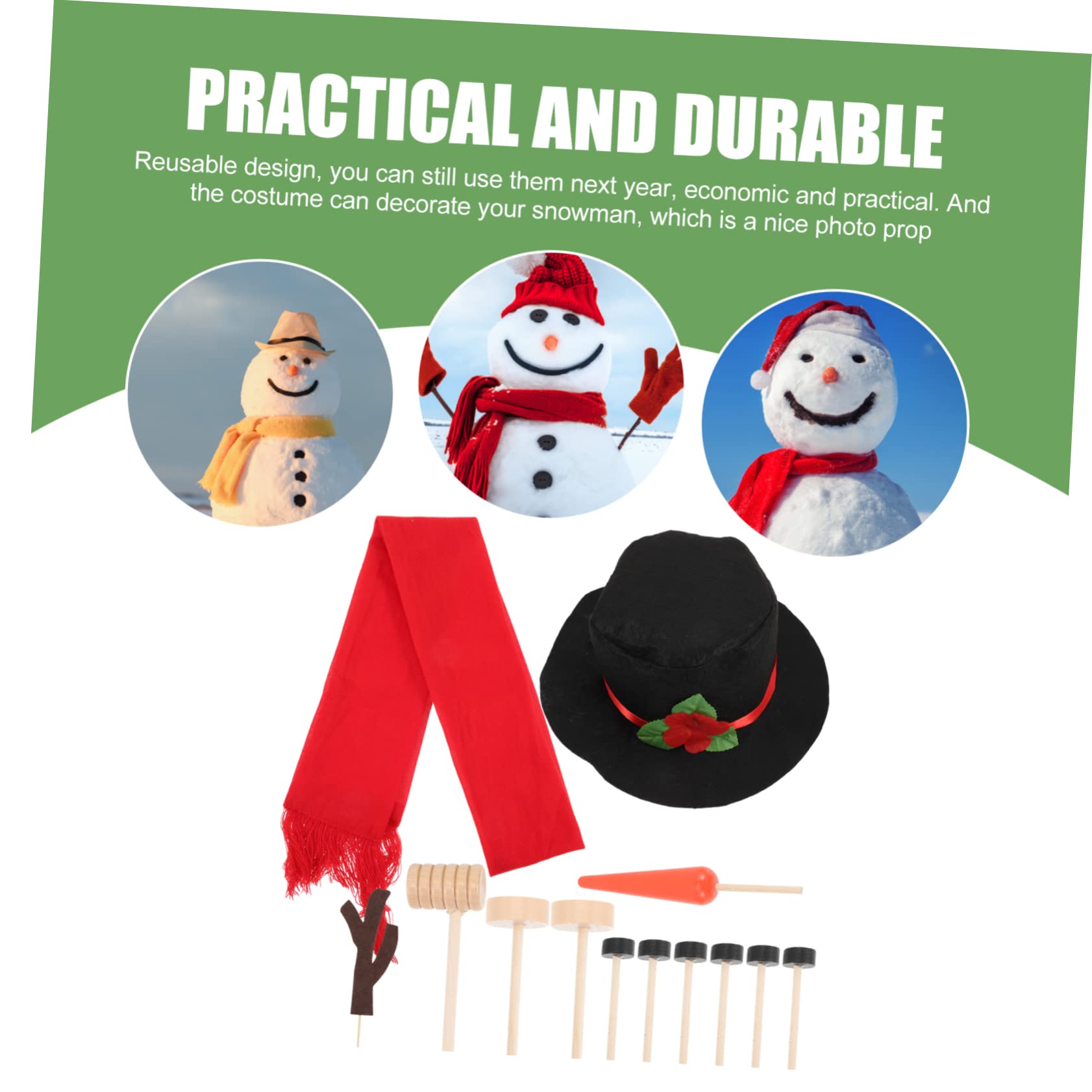 IMIKEYA 2 Sätze Schneemann Verkleiden Sich Weihnachtsschneemann Requisiten Schneemann-karottennase Bauen Sie Ihren Schneemann-bausatz Schneemann-kleidungszubehör Schneemann-schal Polyester