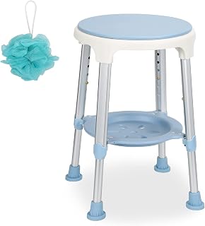 Taburete de Ducha, Silla de Ducha Giratoria 360° con Paletas y Bola de Baño, Altura Ajustable 42-54 cm Taburete, Ayuda para la Ducha, Asiento de Ducha para Ancianos y Mujeres Embarazadas
