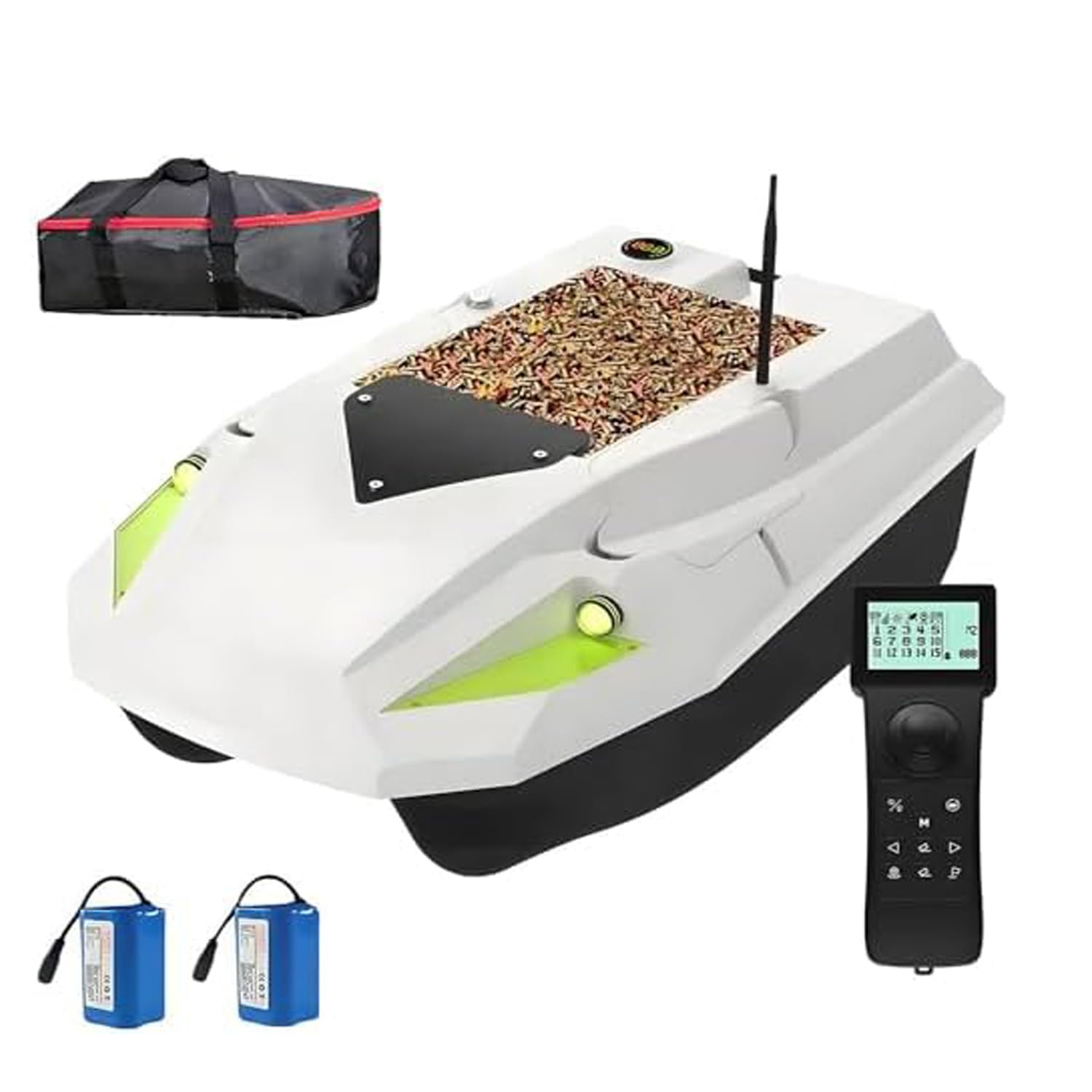 Barco De Cebo RC Con GPS Para Pesca – Lancha De Liberación Con Alcance De 500m, Capacidad De 2kg, Batería Doble De 15600mAh Y Retorno Automático (ABS Impermeable)