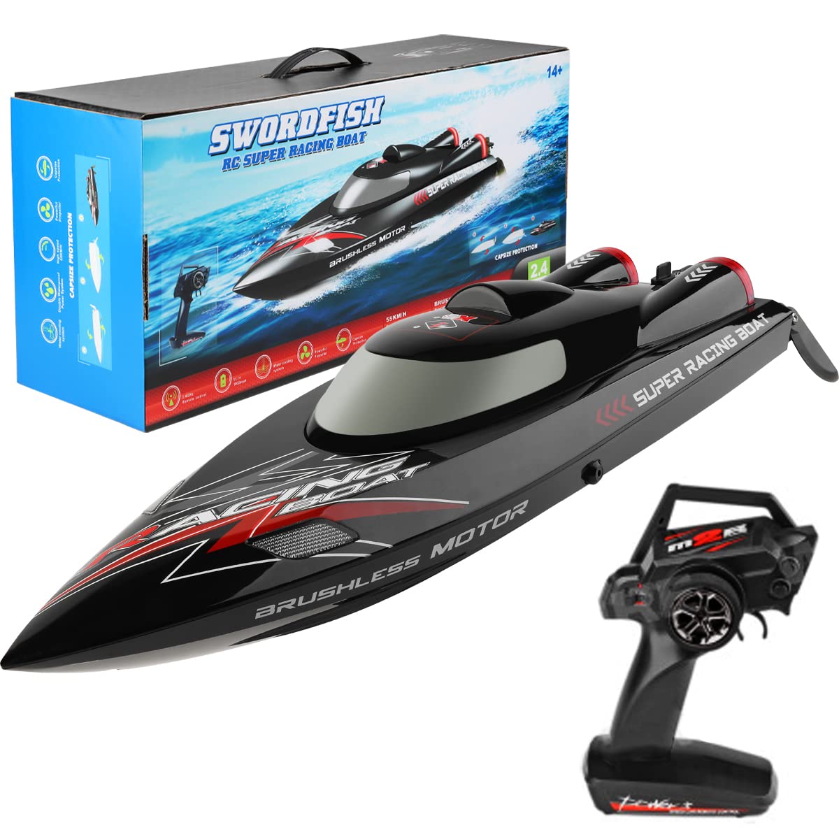 Buy heyishengxiao Remote Control Boat 60KM/H High Speed Brushless 2.4