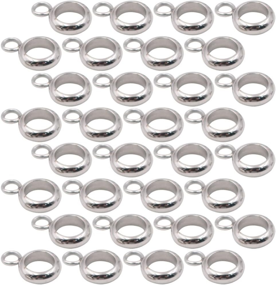 SEWACC 100Pcs Bail Beads Stainless Steel Tube Slide Charm